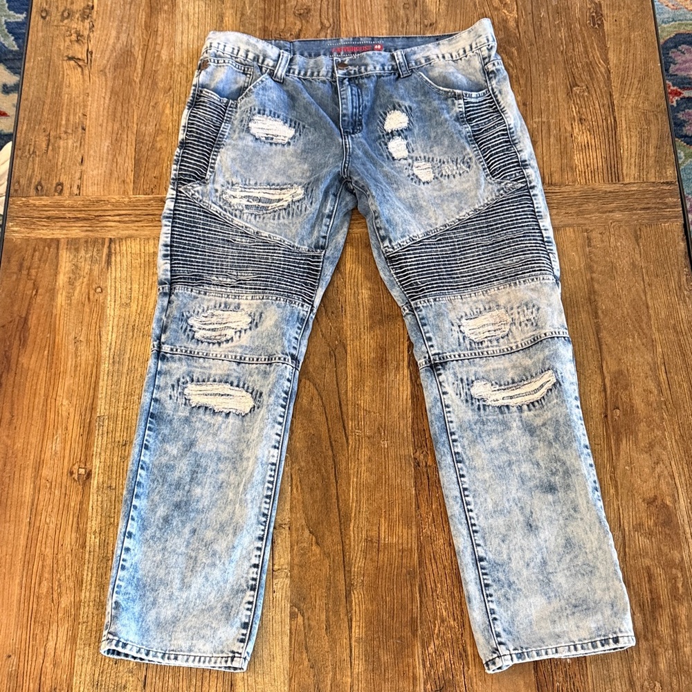 Grindhouse Denim Jeans Distressed Acid Wash 40/34